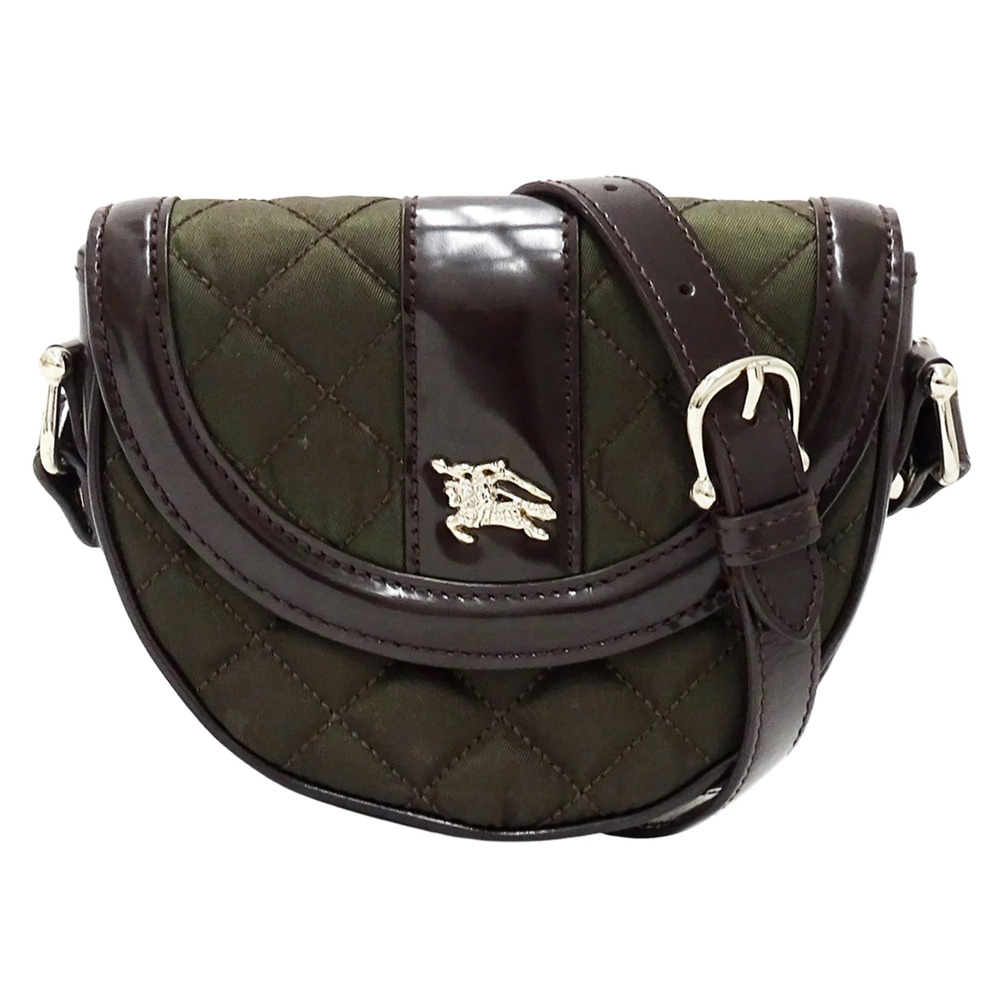 Burberry handbag for women, brand name shoulder bag, nylon, khaki, brown, qui...